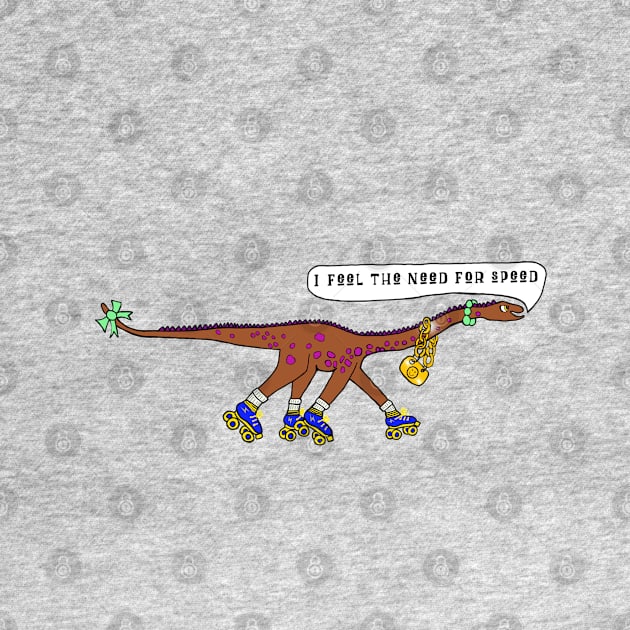 Rollerskating Retro Jurassic Diplodocus by EmmaFifield